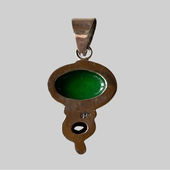 Sterling Silver Abalone w Garnet Pendant is New Old Stock with Heavier Sterling. - Picture 8 of 8